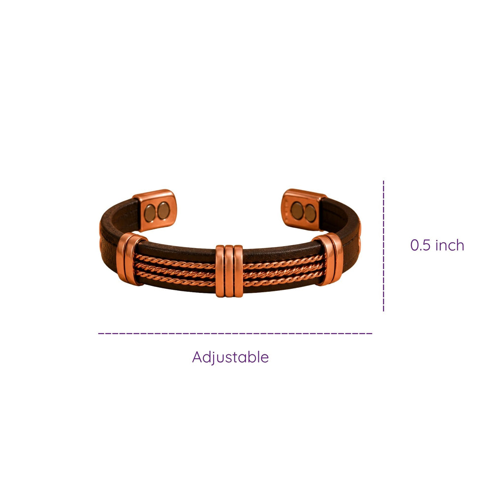 Magnetic Pure Copper Multi Chain Leatherette Cuffs