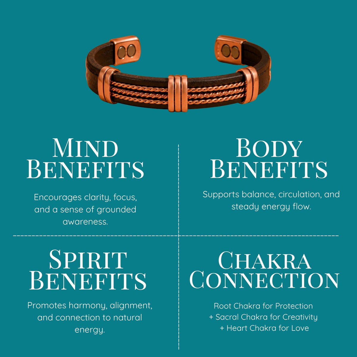 Magnetic Pure Copper Multi Chain Leatherette Cuffs