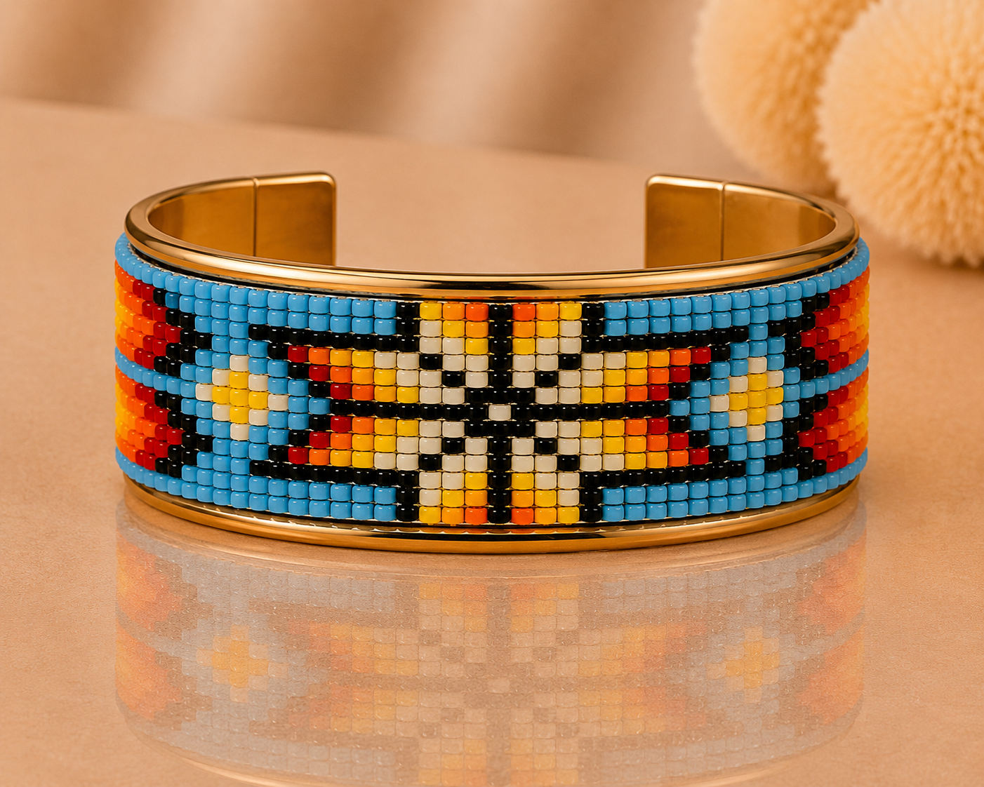 Sunburst Sky Pure Copper Beaded Cuff