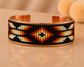 Midnight Ember Pure Copper Beaded Cuff