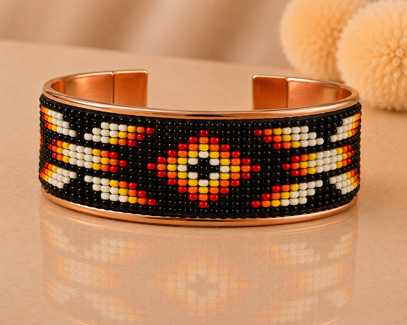 Midnight Ember Pure Copper Beaded Cuff
