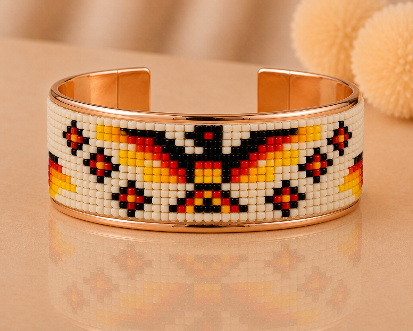 Golden Horizon Pure Copper Beaded Cuff