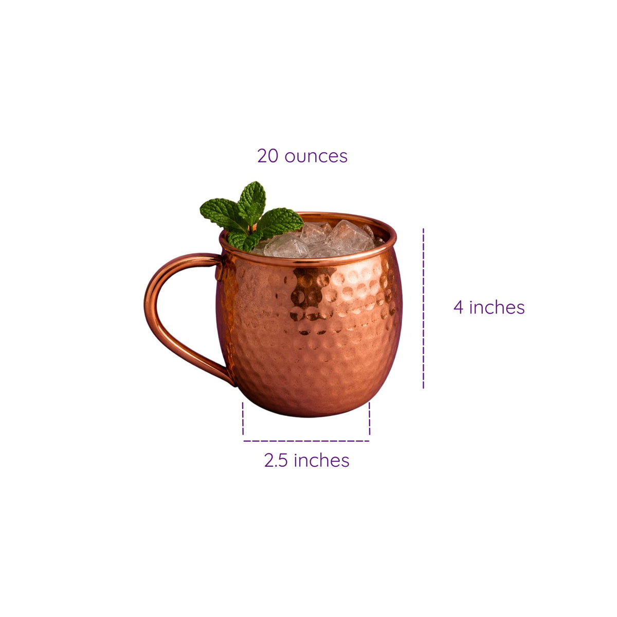 Handmade Pure Copper Moscow Mule Mug - Round