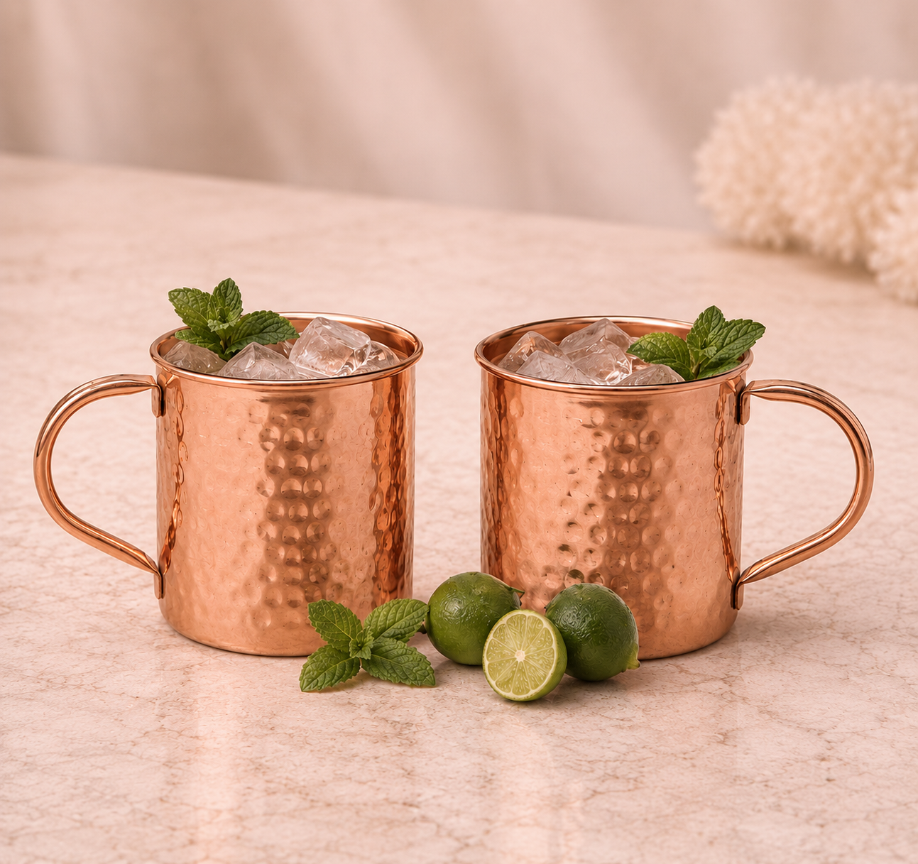 Hammered Pure Copper Moscow Mule Mug - Square